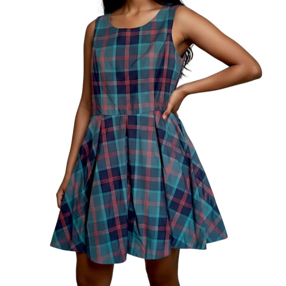 Nordstrom Girls' Matching Family Moments Plaid Pleated Dress Size 8